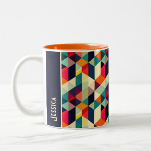 RETRO-Schriftart für das 3D-geometrische Muster Mi Zweifarbige Tasse