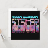 Retro Schriftart Happy Birthday Sister Colorful Karte (Vorderseite/Rückseite Beispiel)