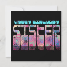 Retro Schriftart Happy Birthday Sister Colorful