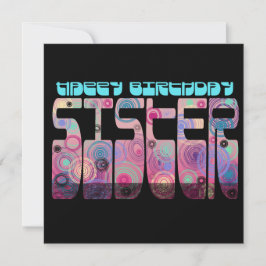 Retro Schriftart Happy Birthday Sister Colorful Karte