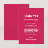 Retro Schriftart Hot Pink Moderne Hochzeit Dankeskarte (Vorne/Hinten)