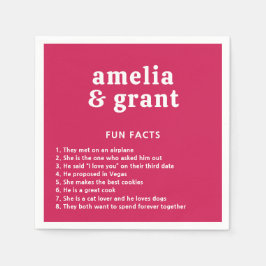 Retro Schriftart Hot Pink Moderne Hochzeit Serviette