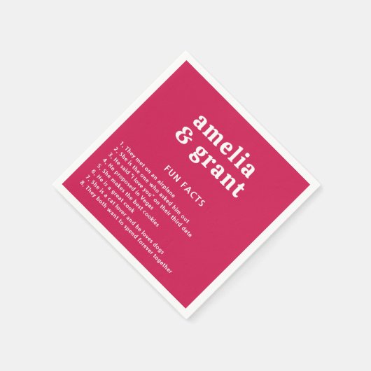 Retro Schriftart Hot Pink Moderne Hochzeit Serviette (Ecke)