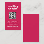Retro Schriftart Hot Pink QR Code Moderne Hochzeit Begleitkarte (Vorne/Hinten)
