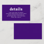 Retro Schriftart Lila Moderne Hochzeit Begleitkarte (Vorne/Hinten)