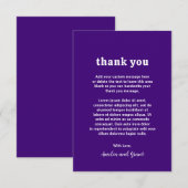 Retro Schriftart Lila Moderne Hochzeit Dankeskarte (Vorne/Hinten)