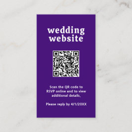 Retro Schriftart Lila QR Code Moderne Hochzeit Begleitkarte