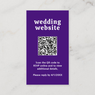 Retro-Schriftart Lila QR-Code Moderne Hochzeit Begleitkarte