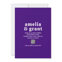 Retro Schriftart Lila QR Code Moderne Hochzeit