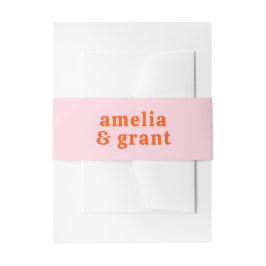 Retro Schriftart Orange und Pink Moderne Hochzeit Einladungsbanderole