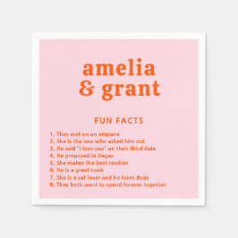 Retro Schriftart Orange und Pink Moderne Hochzeit Serviette
