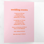 Retro Schriftart Orange und Pink QR Code Foto Hoch Dreifach Gefaltete Einladung (Innen Erste Seite)