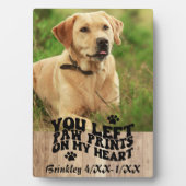 Retro Schriftart Paw Prints Memorial Foto Keepake Fotoplatte (Vorderseite)