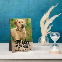 Retro Schriftart Paw Prints Memorial Foto Keepake Fotoplatte