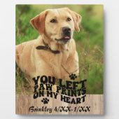 Retro Schriftart Paw Prints Memorial Foto Keepake Fotoplatte (Vorderseite)