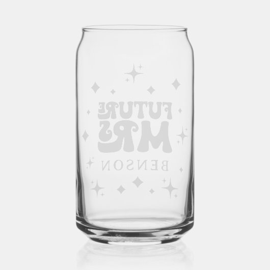 Retro Schriftart Personalisiert Future Mrs. Dosenglas (Rückseite)