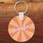 Retro-Schriftart Personalisiert Name Rosa Orange S Schlüsselanhänger (Vorderseite)