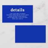 Retro Schriftart Royal Blue Modern Wedding Begleitkarte (Vorne/Hinten)