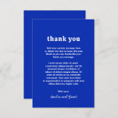 Retro Schriftart Royal Blue Modern Wedding Dankeskarte (Vorne/Hinten)