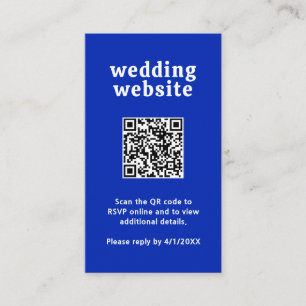 Retro Schriftart Royal Blue QR Code Moderne Hochze Begleitkarte