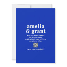 Retro Schriftart Royal Blue QR Code Moderne Hochze
