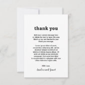 Retro Schriftart Schwarz und Weiß Moderne Hochzeit Dankeskarte (Vorderseite)