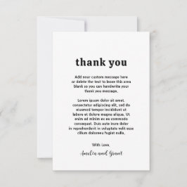 Retro Schriftart Schwarz und Weiß Moderne Hochzeit Dankeskarte