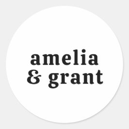 Retro Schriftart Schwarz und Weiß Moderne Hochzeit Runder Aufkleber