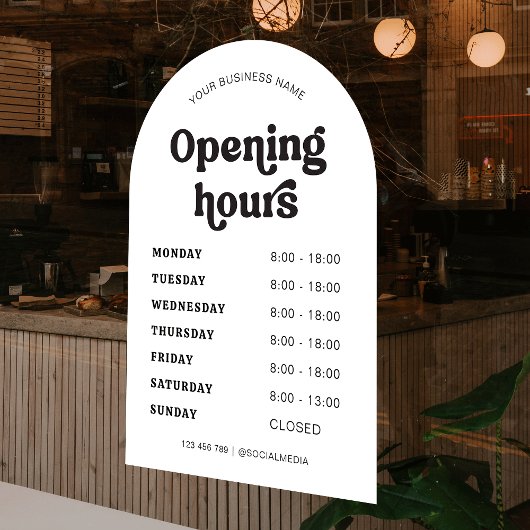 Retro Schriftart Trendy Arch Business Name Öffnung Fensteraufkleber