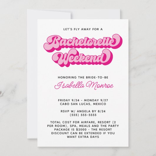 Retro-Schriftart Wartezeit Bachelorette Einladung (Vorderseite)
