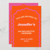 Retro Schriftart Wavy Arch Bachelorette Wochenende Einladung (Vorne/Hinten)