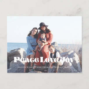 Retro-Schriftzug Peace Love Joy Holiday-Foto Postkarte