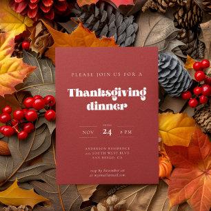 Retro-Schriftzug Thanksgiving-Dinner Einladung
