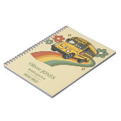 Retro-Schulbus-Regenbogen-Kindergarten Notizblock (Linke Seite)