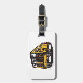 Retro-Schulbus Vintag gelb Gepäckanhänger (Vorderseite vertikal)