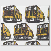 Retro-Schulbus Vintag gelb Geschenkpapier (Flach)