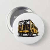 Retro Schulbus Vintage Gelb Button (Vorne & Hinten)