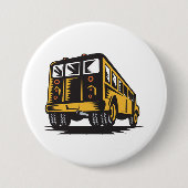 Retro Schulbus Vintage Gelb Button (Vorderseite)