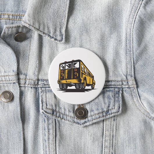 Retro Schulbus Vintage Gelb Button