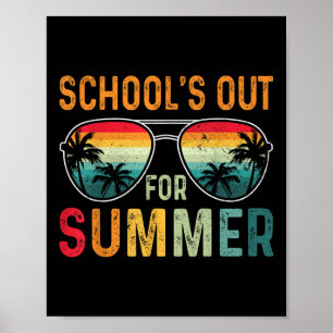 Retro-Schulen für den Sommer am letzten Schultag Poster
