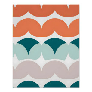 Retro-Schuppenmuster in warmen und kühlen Tönen Poster