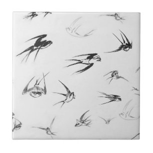 Retro Schwalbe Vogel Natur Tier Fliese