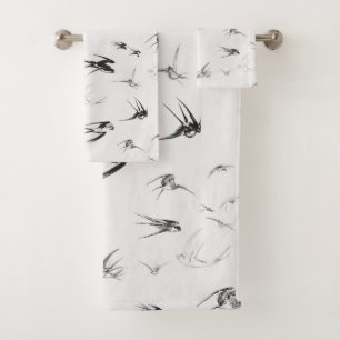 Retro Schwalben-Vogel-Natur-Tier Badhandtuch Set