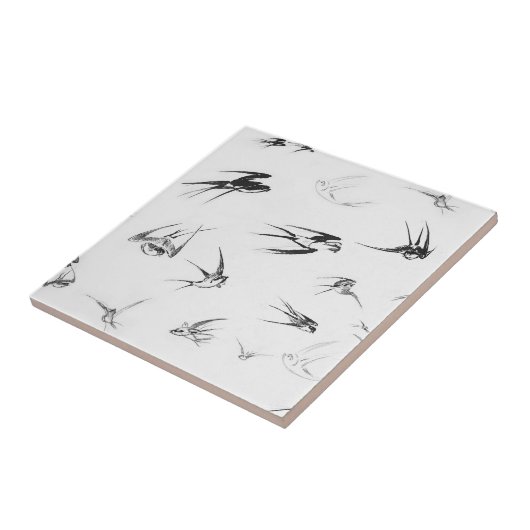 Retro Schwalben-Vogel-Natur-Tier Fliese (Seite)