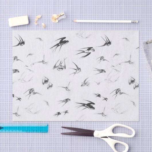 Retro Schwalben-Vogel-Natur-Tier Seidenpapier (Handwerk)