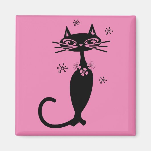 RETRO SCHWARZ CAT MAGNET (Vorne)