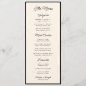 Retro Schwarz & Elfenbein Hochzeit Menükarte (Vorderseite)