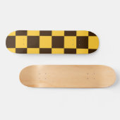 Retro Schwarz-Gelb-Schachbrettmuster Skateboard (Horizontal)