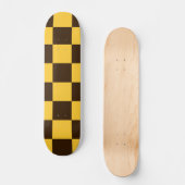 Retro Schwarz-Gelb-Schachbrettmuster Skateboard (Vorderseite)