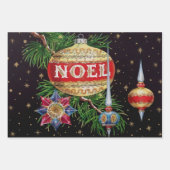 Retro Schwarz & Gold Feiertage Geschenkpapier Set (Vorderseite 3)